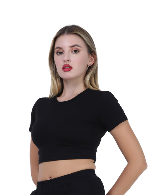 Solid Black Baby Tee for Women