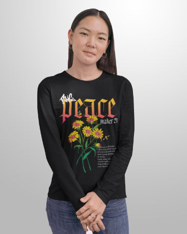 Peace Regular Fit full sleeve T-shirt for Women