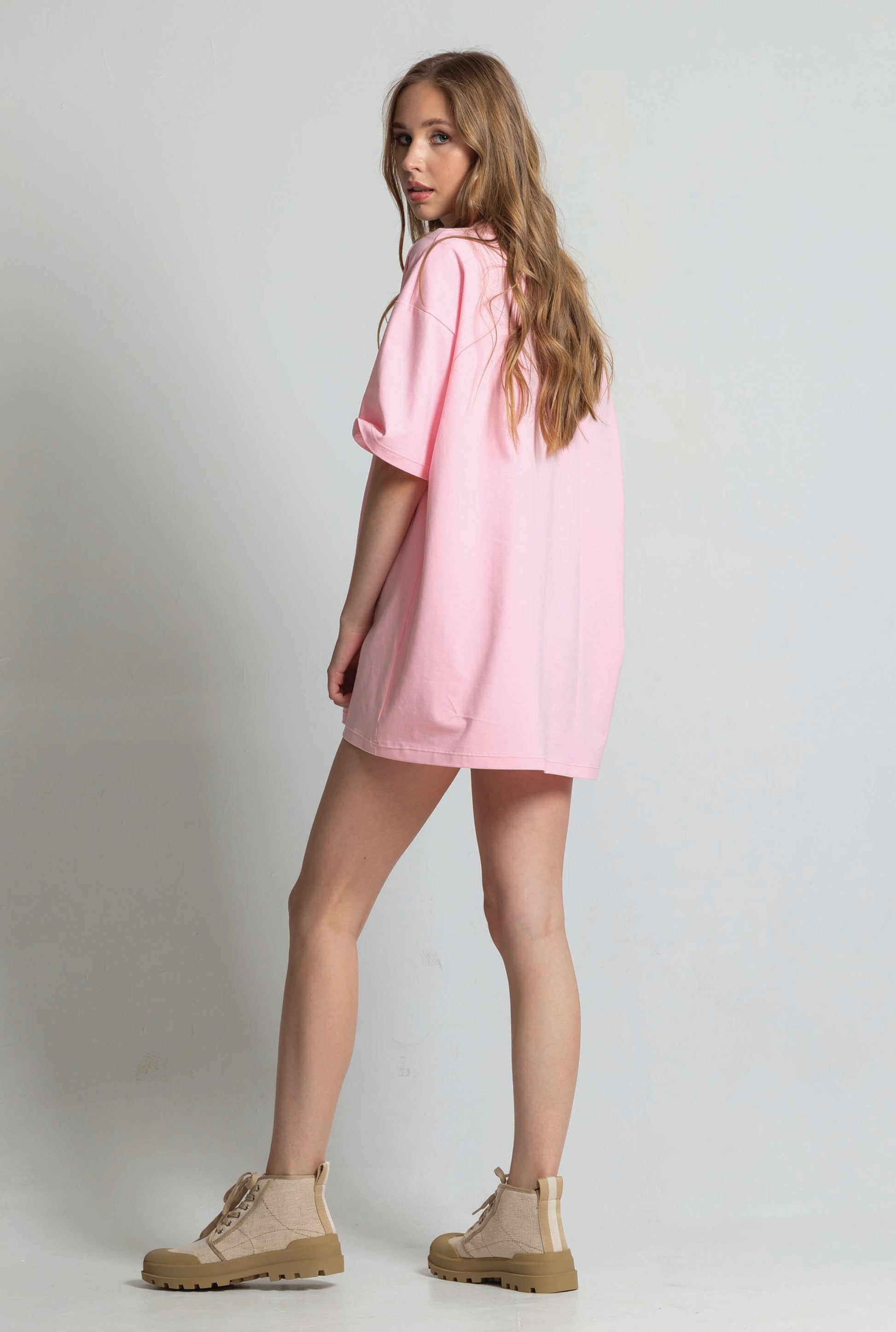 baby pink oversized tshirt for women