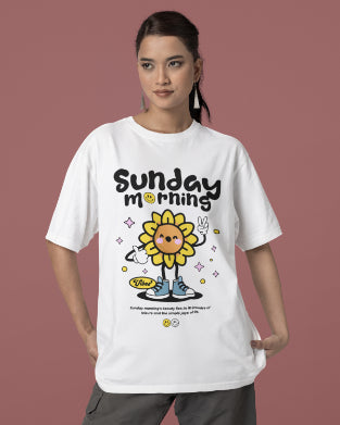 Sunday Mornings Oversized T-shirt For Women, Off-White