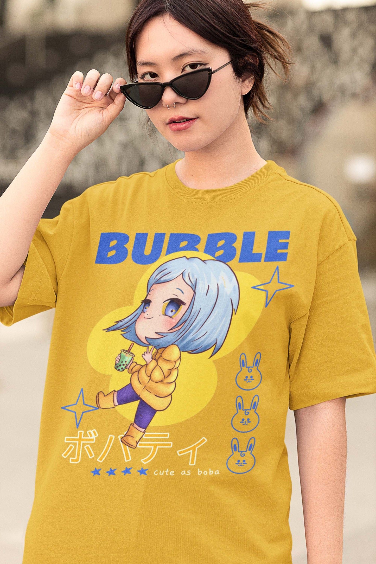 Bubble Oversized Mustard T-shirt For Women