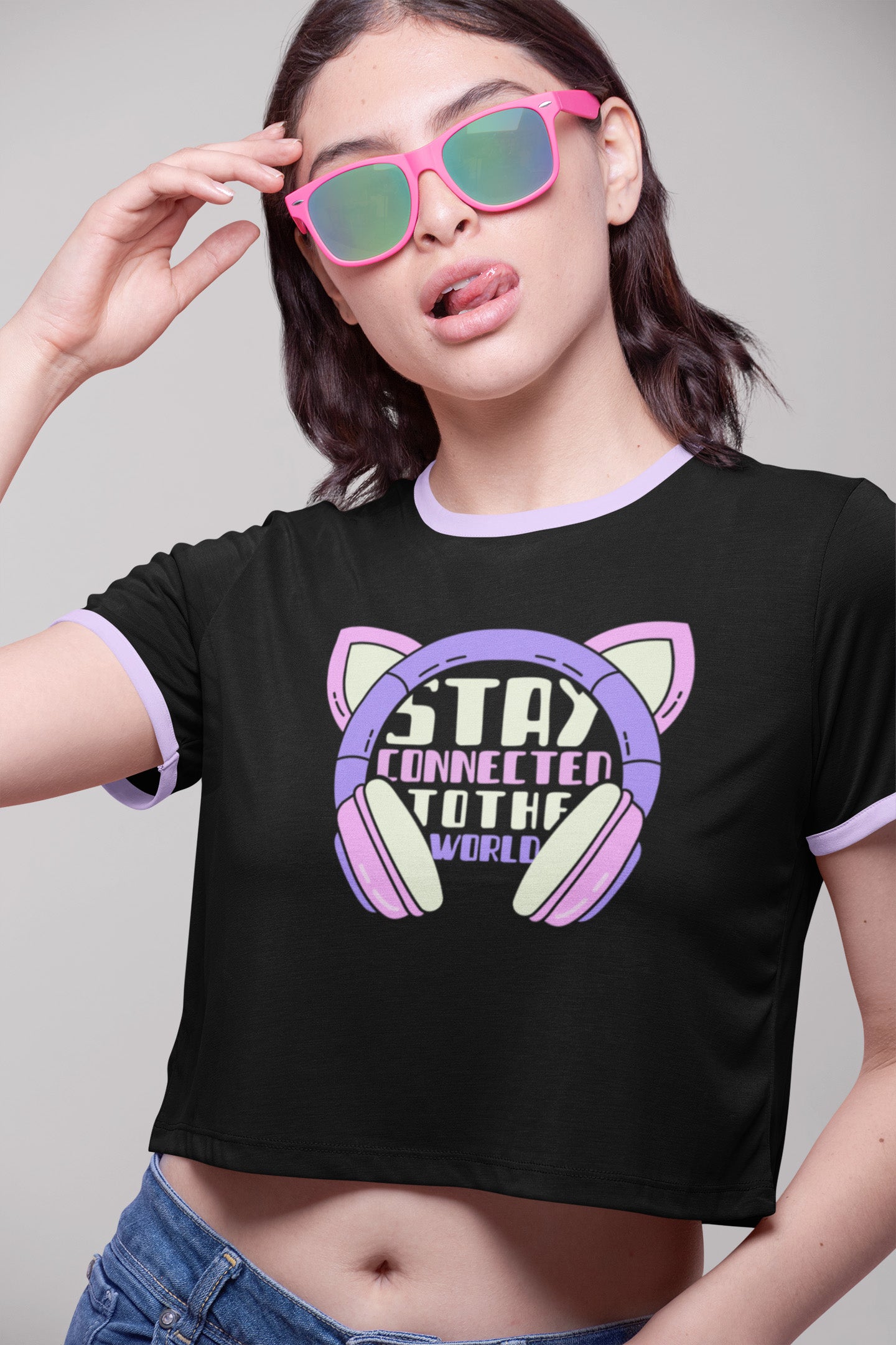 Stay Connected Ringer Crop T-shirt for Women